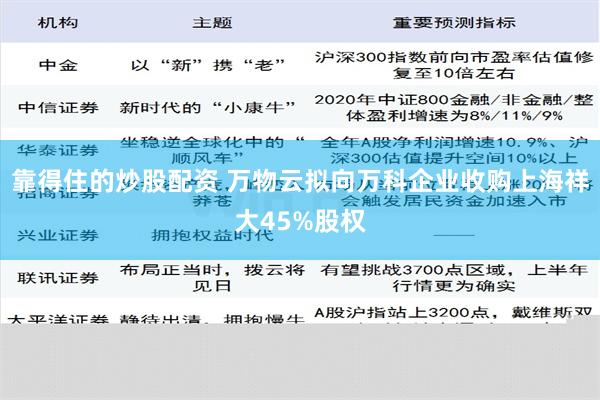 靠得住的炒股配资 万物云拟向万科企业收购上海祥大45%股权